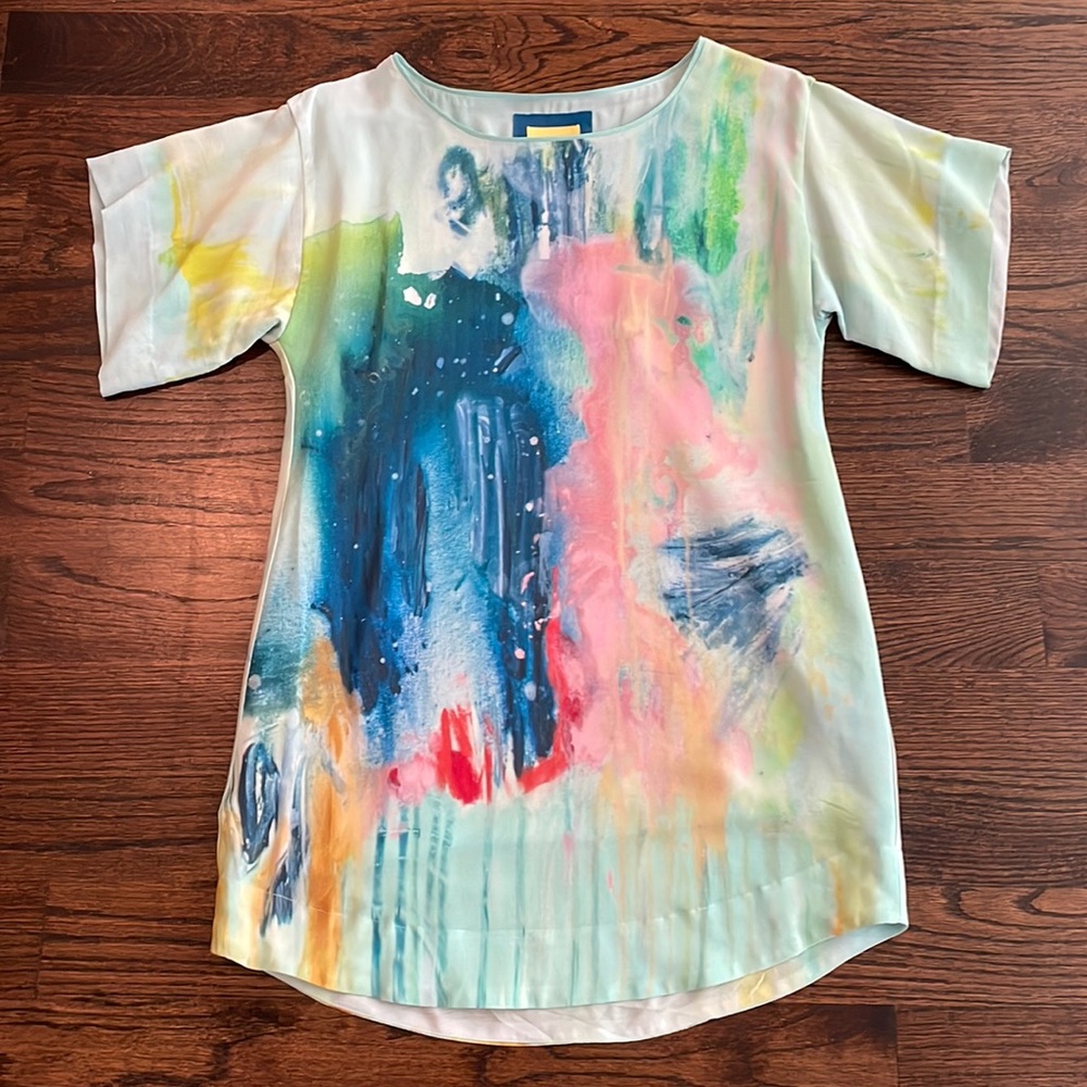 Maeve Silk Watercolor Shift Dress Anthropologie